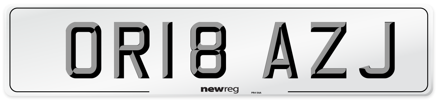 OR18 AZJ Number Plate from New Reg